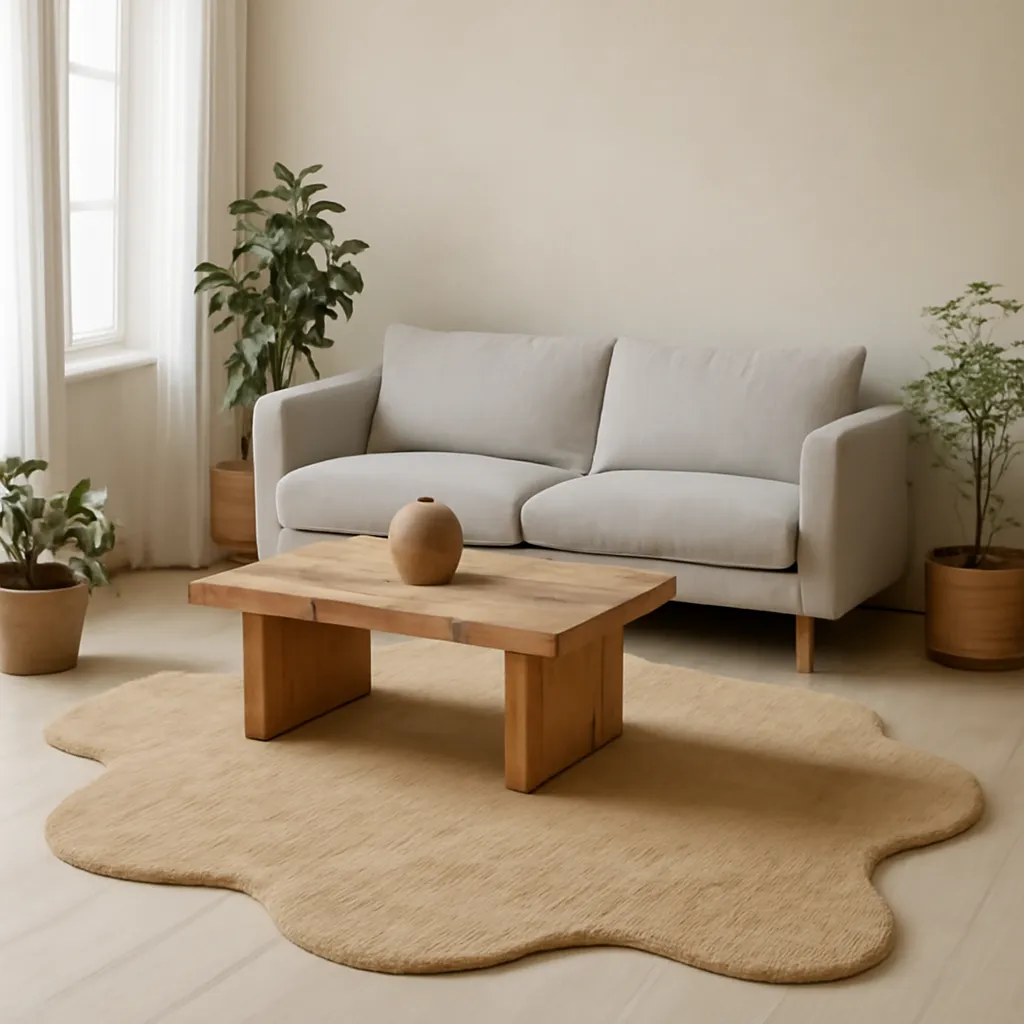 Tapis de salon forme organique : guide déco pratique